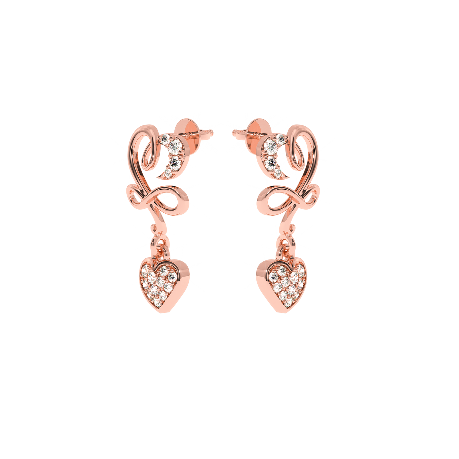 Solitairekart 0.19ct Lab Diamond Heart Infinity Earrings